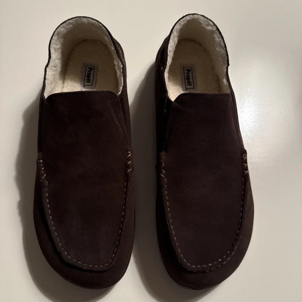 Propet Edsel Men's Dark Brown Suede/ Sherling Men's Slip Ons Size 14 NWOT
